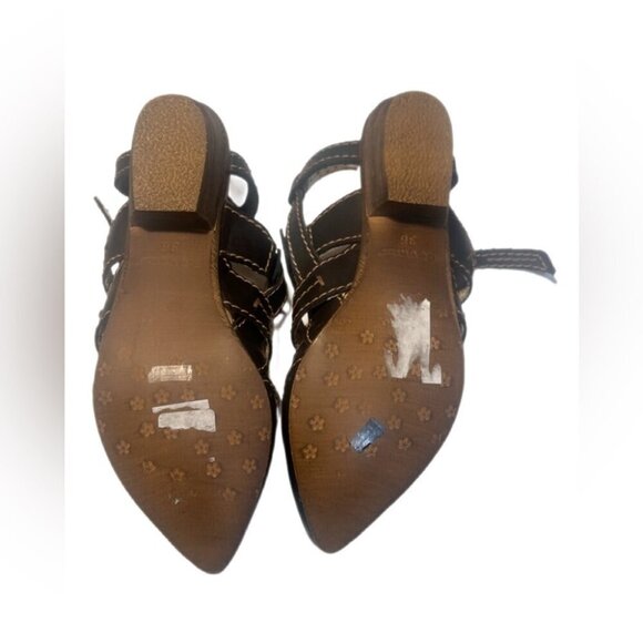 NWT Rovers Crust Costa Plate cutout black Leather Trendy strappy sandals 36 - Picture 5 of 5